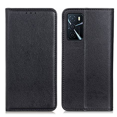 Leather Case Stands Flip Cover Holder N01P for Oppo A54s Black