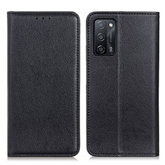 Leather Case Stands Flip Cover Holder N01P for Oppo A55 5G Black