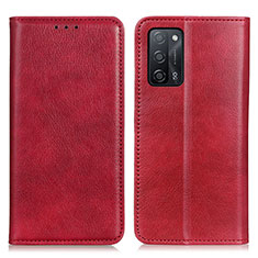 Leather Case Stands Flip Cover Holder N01P for Oppo A55 5G Red