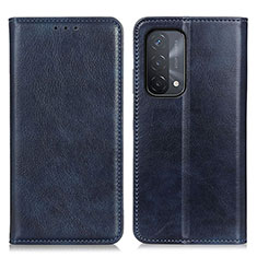 Leather Case Stands Flip Cover Holder N01P for Oppo A93 5G Blue