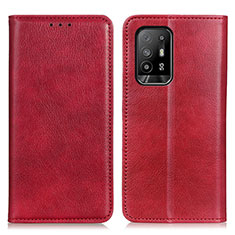 Leather Case Stands Flip Cover Holder N01P for Oppo A94 5G Red