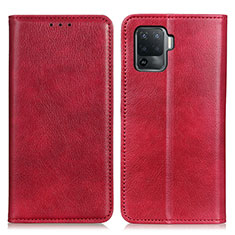 Leather Case Stands Flip Cover Holder N01P for Oppo F19 Pro Red