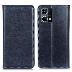Leather Case Stands Flip Cover Holder N01P for Oppo F21 Pro 4G Blue