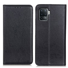 Leather Case Stands Flip Cover Holder N01P for Oppo Reno5 F Black