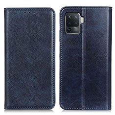 Leather Case Stands Flip Cover Holder N01P for Oppo Reno5 F Blue