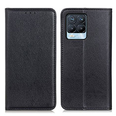 Leather Case Stands Flip Cover Holder N01P for Realme 8 4G Black