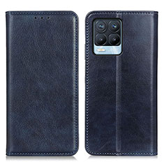 Leather Case Stands Flip Cover Holder N01P for Realme 8 4G Blue