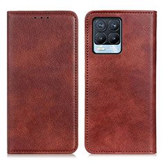 Leather Case Stands Flip Cover Holder N01P for Realme 8 4G Brown