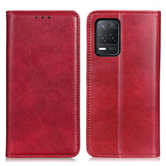 Leather Case Stands Flip Cover Holder N01P for Realme 9 5G India Red