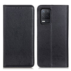 Leather Case Stands Flip Cover Holder N01P for Realme Q3 5G Black