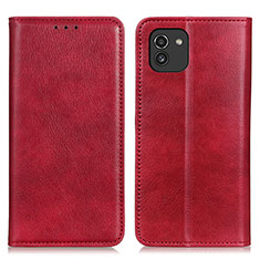 Leather Case Stands Flip Cover Holder N01P for Samsung Galaxy A03 Red