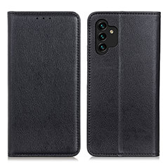 Leather Case Stands Flip Cover Holder N01P for Samsung Galaxy A13 4G Black