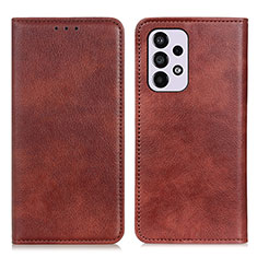 Leather Case Stands Flip Cover Holder N01P for Samsung Galaxy A33 5G Brown