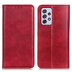 Leather Case Stands Flip Cover Holder N01P for Samsung Galaxy A73 5G Red