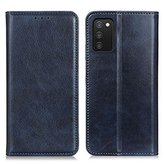 Leather Case Stands Flip Cover Holder N01P for Samsung Galaxy M02s Blue