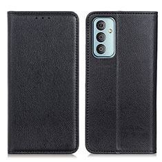 Leather Case Stands Flip Cover Holder N01P for Samsung Galaxy M23 5G Black