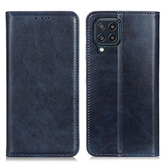 Leather Case Stands Flip Cover Holder N01P for Samsung Galaxy M32 4G Blue
