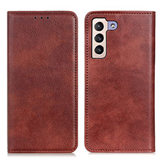 Leather Case Stands Flip Cover Holder N01P for Samsung Galaxy S24 5G Brown