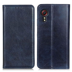 Leather Case Stands Flip Cover Holder N01P for Samsung Galaxy XCover 5 SM-G525F Blue