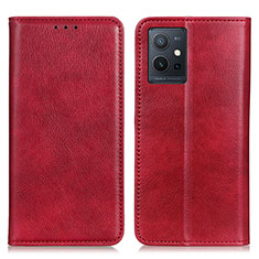 Leather Case Stands Flip Cover Holder N01P for Vivo T1 5G India Red