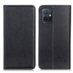 Leather Case Stands Flip Cover Holder N01P for Vivo Y33e 5G Black