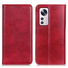 Leather Case Stands Flip Cover Holder N01P for Xiaomi Mi 12 5G Red