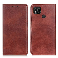 Leather Case Stands Flip Cover Holder N01P for Xiaomi POCO C31 Brown