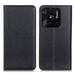 Leather Case Stands Flip Cover Holder N01P for Xiaomi Redmi 10 Power Black