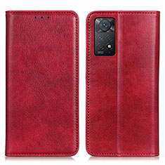 Leather Case Stands Flip Cover Holder N01P for Xiaomi Redmi Note 11 Pro 5G Red