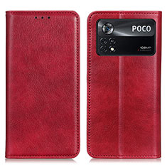 Leather Case Stands Flip Cover Holder N01P for Xiaomi Redmi Note 11E Pro 5G Red