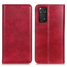 Leather Case Stands Flip Cover Holder N01P for Xiaomi Redmi Note 11S 4G Red