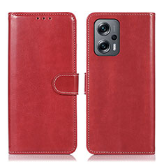 Leather Case Stands Flip Cover Holder N01P for Xiaomi Redmi Note 12 Turbo 5G Red