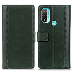 Leather Case Stands Flip Cover Holder N02P for Motorola Moto E40 Green