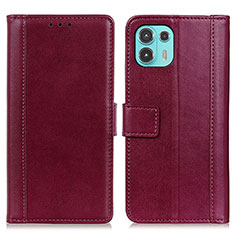 Leather Case Stands Flip Cover Holder N02P for Motorola Moto Edge 20 Lite 5G Red