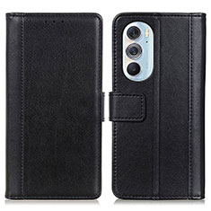 Leather Case Stands Flip Cover Holder N02P for Motorola Moto Edge 30 Pro 5G Black