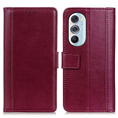 Leather Case Stands Flip Cover Holder N02P for Motorola Moto Edge Plus (2022) 5G Red