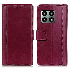 Leather Case Stands Flip Cover Holder N02P for OnePlus 10 Pro 5G Red