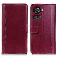 Leather Case Stands Flip Cover Holder N02P for OnePlus 10R 5G Red