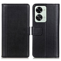 Leather Case Stands Flip Cover Holder N02P for OnePlus Nord 2T 5G Black