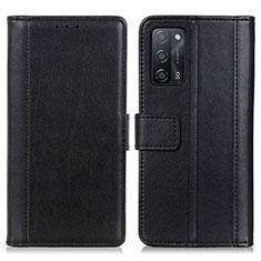 Leather Case Stands Flip Cover Holder N02P for Oppo A53s 5G Black