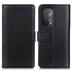 Leather Case Stands Flip Cover Holder N02P for Oppo A54 5G Black