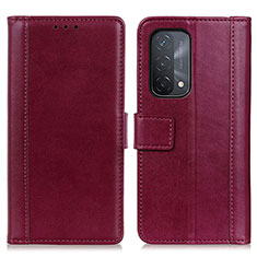 Leather Case Stands Flip Cover Holder N02P for Oppo A54 5G Red