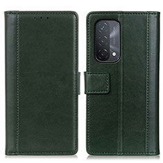 Leather Case Stands Flip Cover Holder N02P for Oppo A74 5G Green