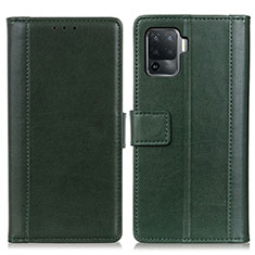 Leather Case Stands Flip Cover Holder N02P for Oppo A94 4G Green