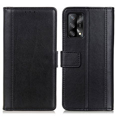 Leather Case Stands Flip Cover Holder N02P for Oppo A95 4G Black