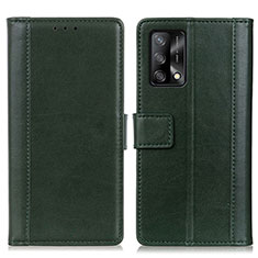 Leather Case Stands Flip Cover Holder N02P for Oppo F19 Green