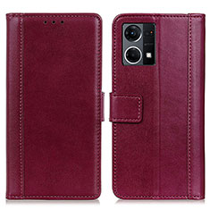 Leather Case Stands Flip Cover Holder N02P for Oppo F21 Pro 4G Red