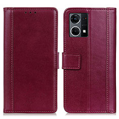 Leather Case Stands Flip Cover Holder N02P for Oppo F21s Pro 4G Red