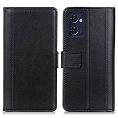 Leather Case Stands Flip Cover Holder N02P for Oppo Find X5 Lite 5G Black