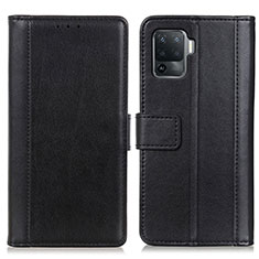 Leather Case Stands Flip Cover Holder N02P for Oppo Reno5 F Black